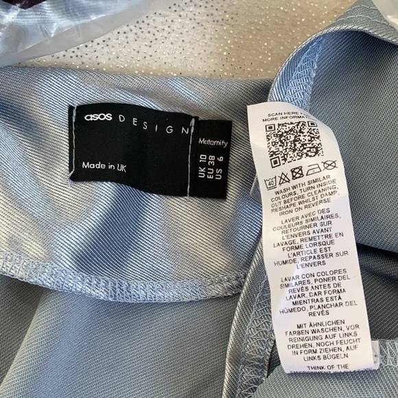 NWT Maternity Blue Satin Wrap Cocktail Midi Dress Size 10 - Picture 15 of 16